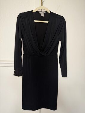 H&M Black Long-Sleeve Wrap Front Dress size S